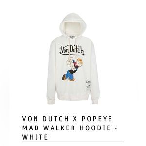 Von Dutch Popeye Hoodie — Size Large — White